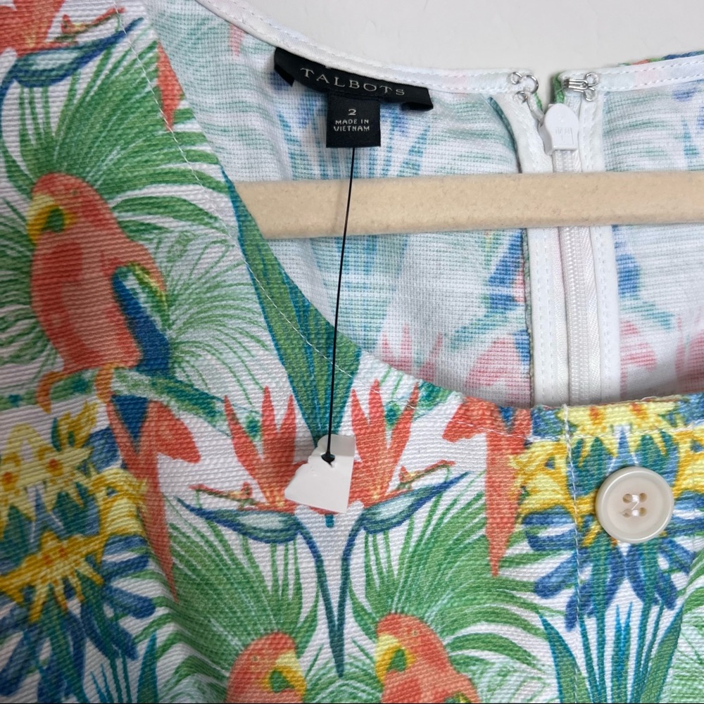 NWOT TALBOTS Tropical Print Shift Dress. Size 2 - Picture 7 of 9